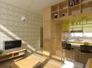Obývačka s kuchyňou v bytoch projektu Papaver